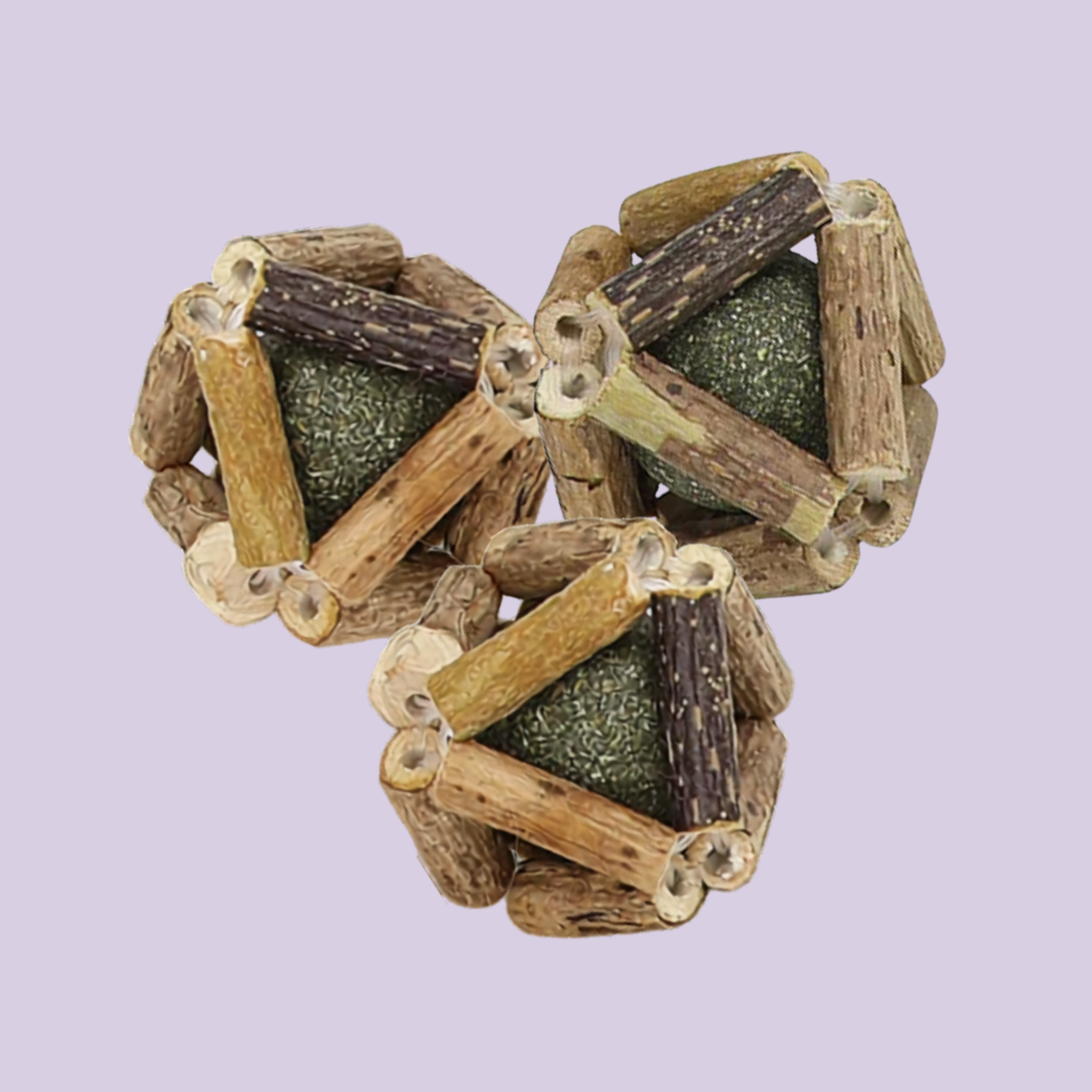 Hide & Scratch Silvervine Ball Toys packaging with wooden toy on a light purple background