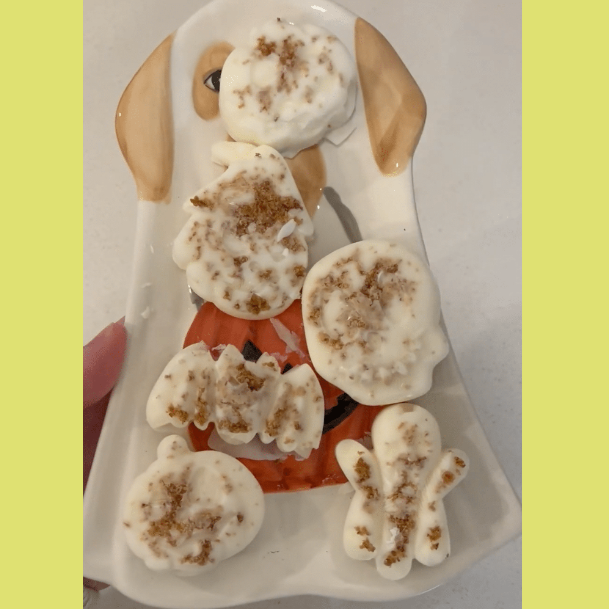 halloween shaped yogurt treats from silicone mold on tray