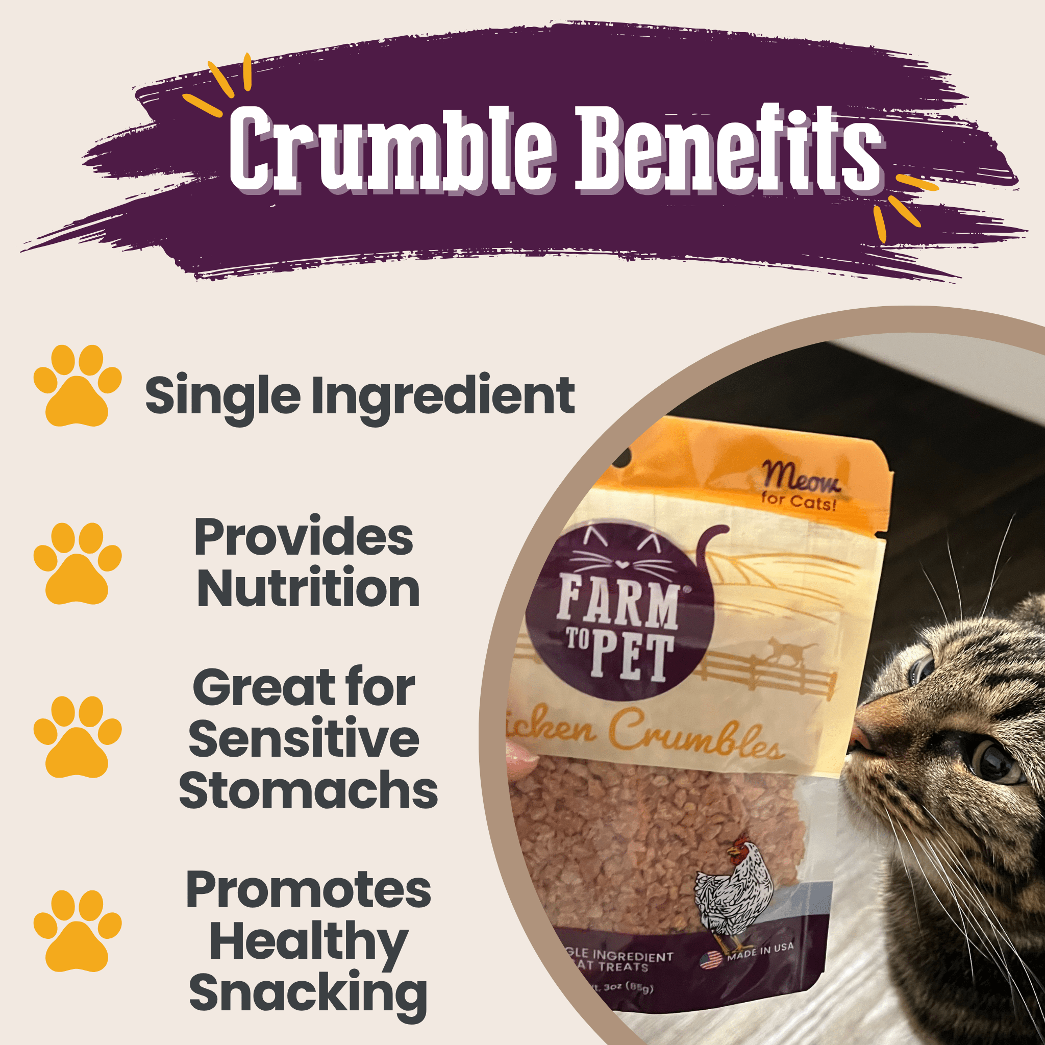Chicken Crumbles for Cats | 100% Protein Cat Treats