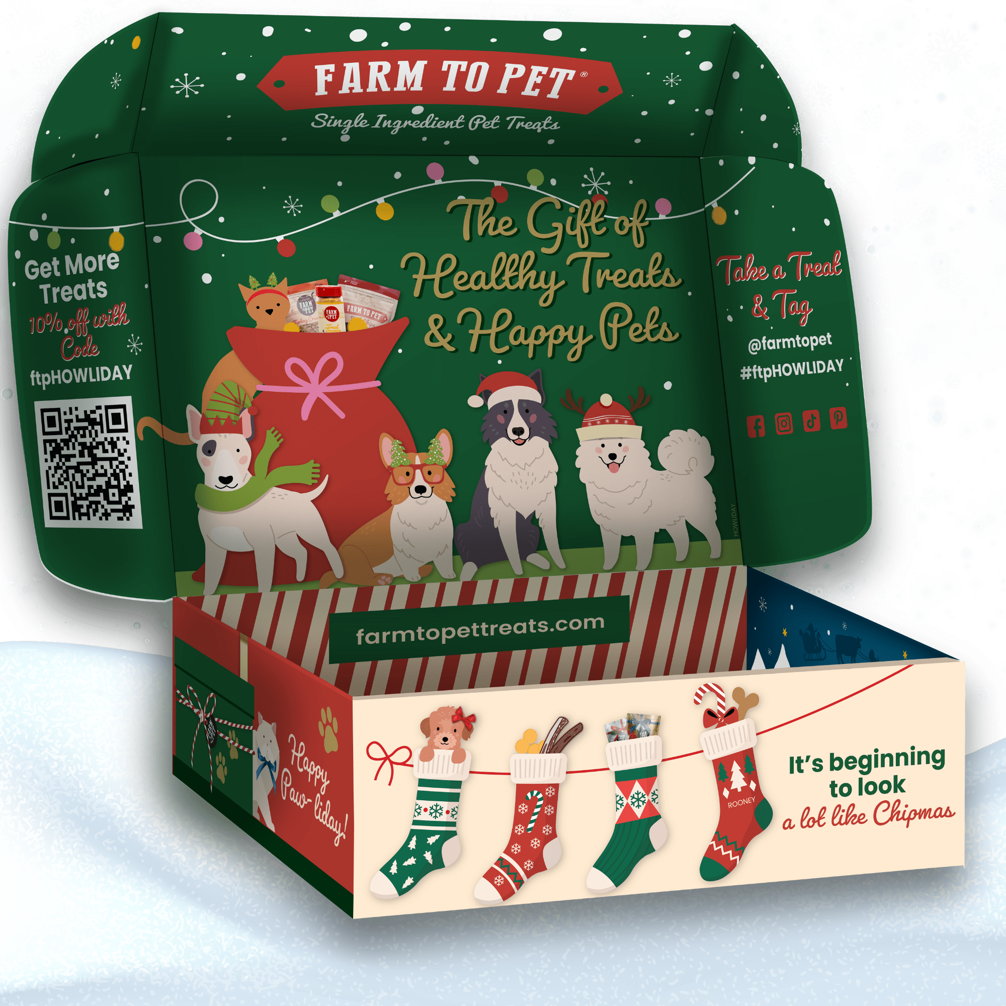 Chipmas Chips N Chews Dog Treat Box Large Elk Antler Treats Box