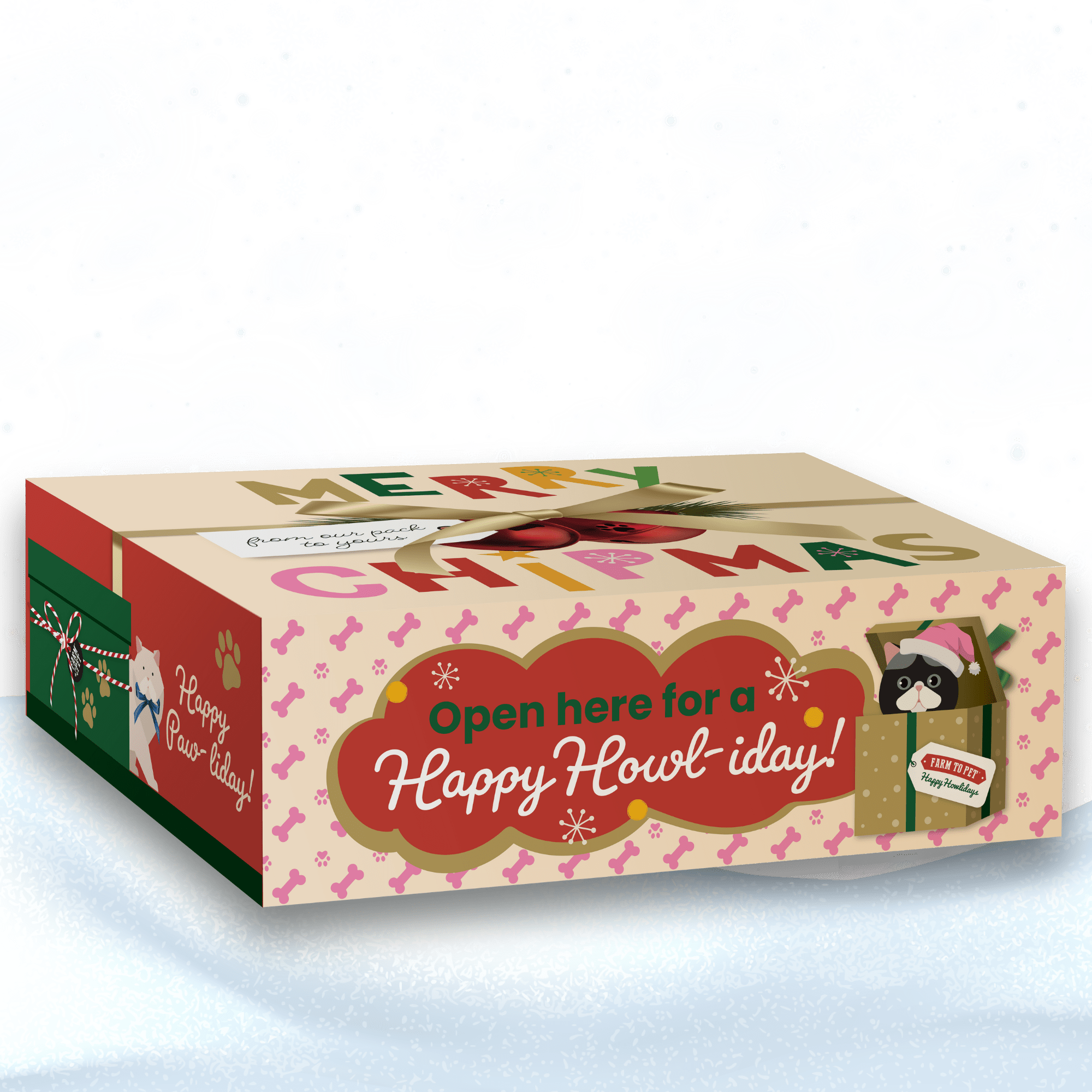 Holiday Healthy Cat Treat and Toy Gift Box Farm To Pet