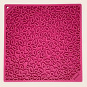 Farm to Pet Pink Flower Power  silicone  lick mat with floral pattern on a beige background.