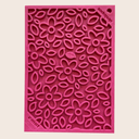 A Farm to Pet Pink Flower Power  textured lick mat with floral pattern on a beige background.