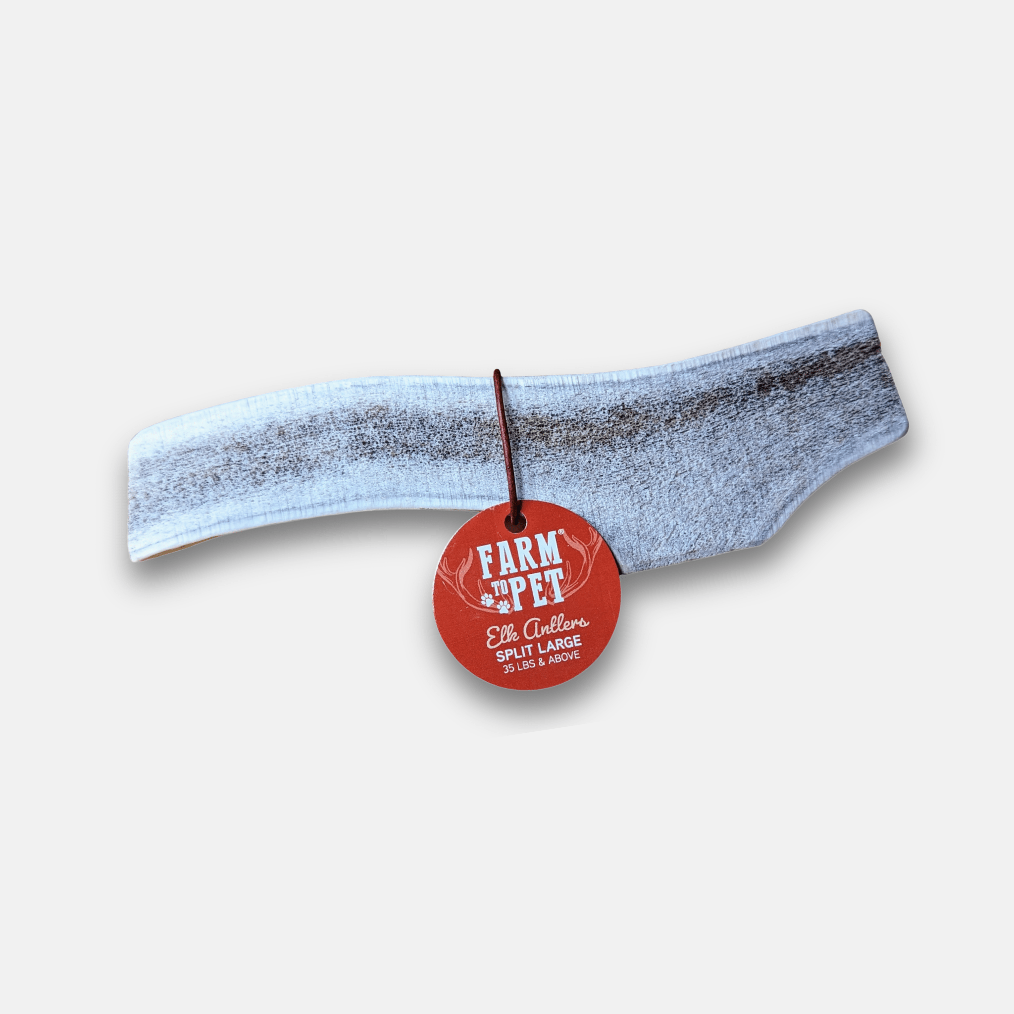 Farm to pet Elk Antler Split Large size with a red tag on a white background.