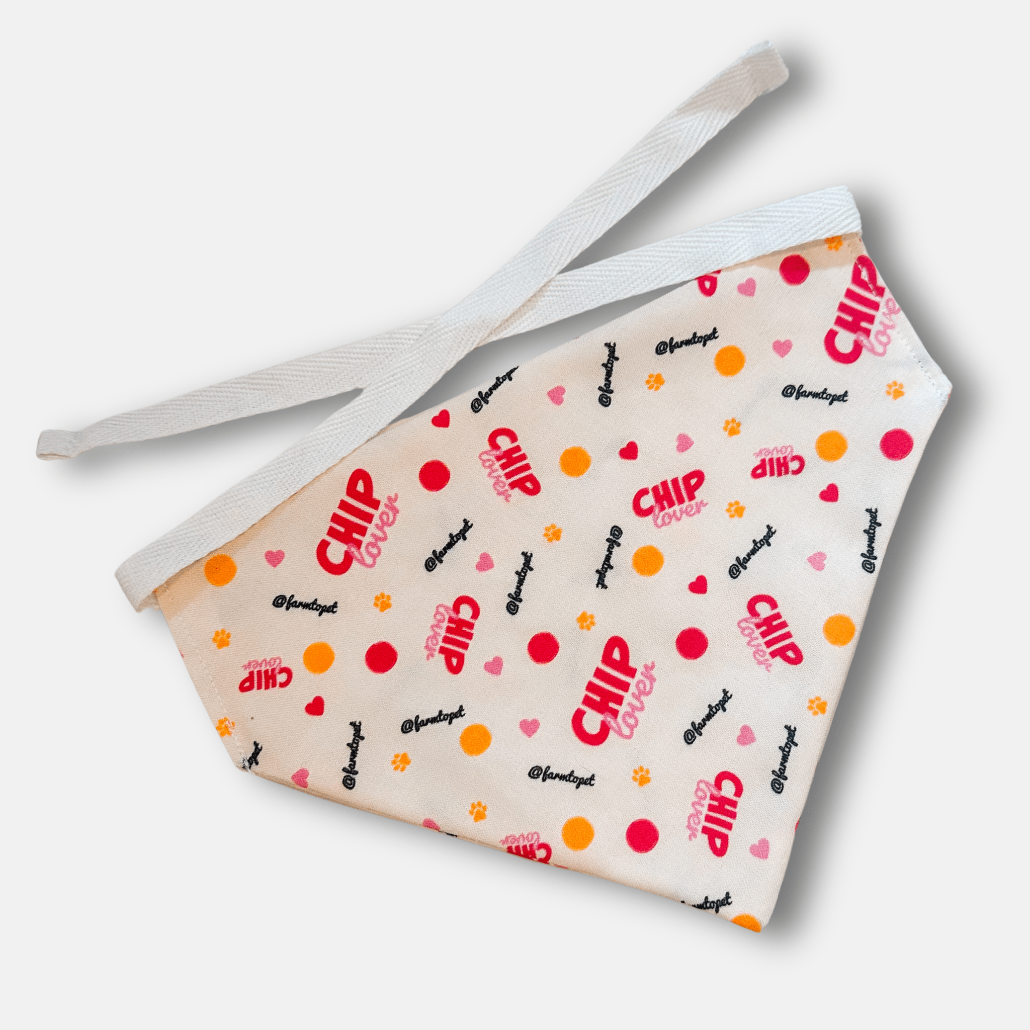 Beige bandana for dogs with colorful 'CHIP LOVER' from Farm to Pet