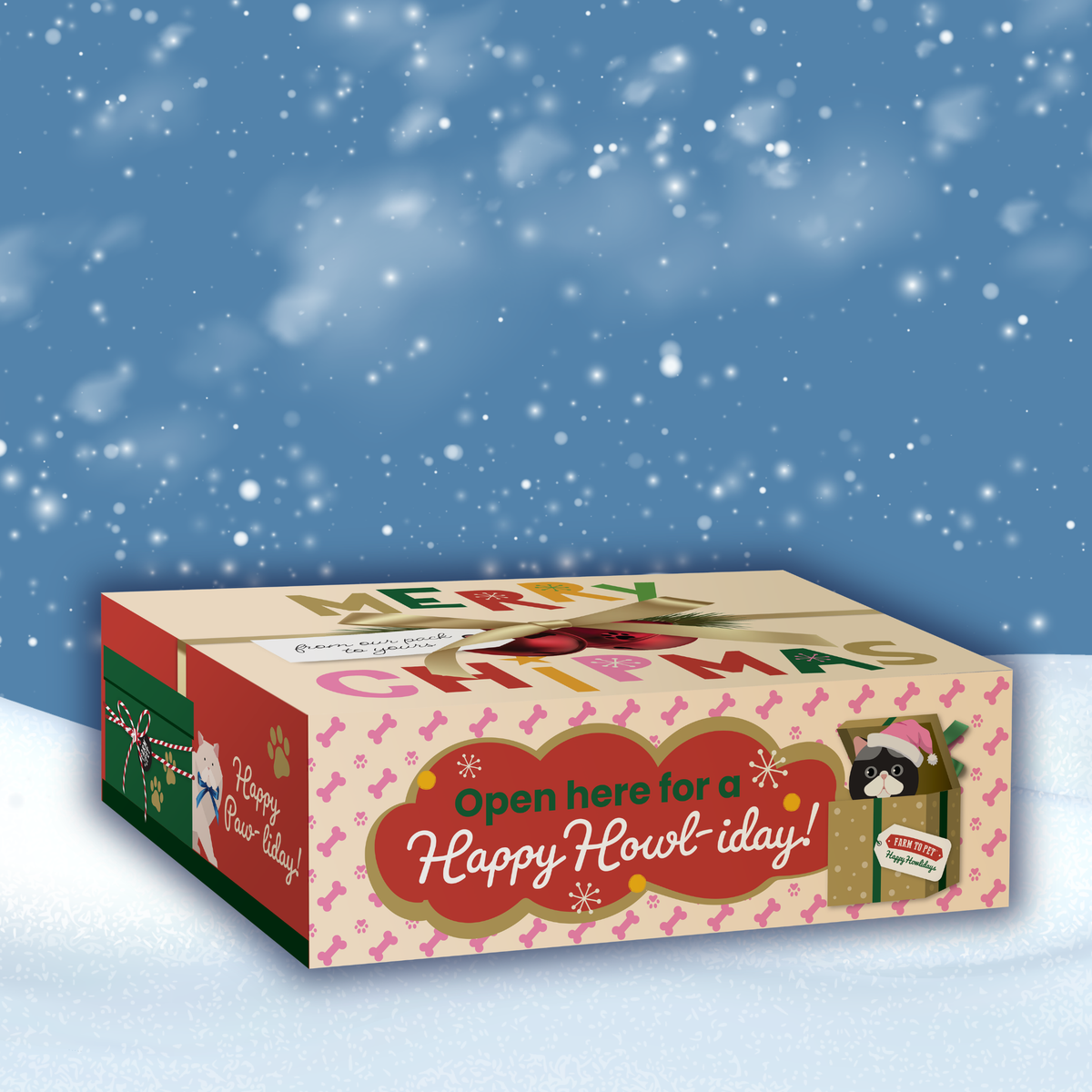 Happy Howl-iday side of the Elk the Halls antler chew and dog treat gift box